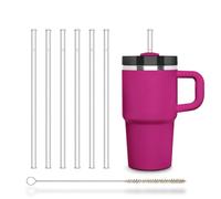 Pailles en Verre HÅLM 6x 21,5 cm Stanley pour Tasse de 0,59 20 oz & Gobelet de Rechange Paille en Verre Transparente, Réutilisable, Lavable au Lave-vaisselle