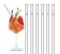 Pailles en verre HALM - Édition festive pour Noël avec gravure - 6 pièces droites 20 cm - Tubes à boire réutilisables - incl. brosse de nettoyage sans plastique - Pailles en cristal
