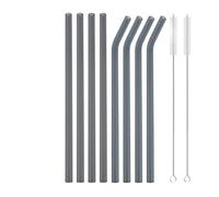 Pailles en Verre Paille en verre colorée à boire réutilisable for accessoires de bar cocktails et smoothies(8Pcs Smoke Grey)