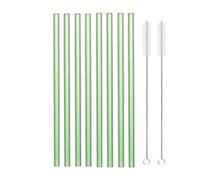 Pailles en Verre Pailles en verre réutilisables colorées de 20 cm for cocktail, smoothie, milkshake, vaisselle(8pcs Green Straight)