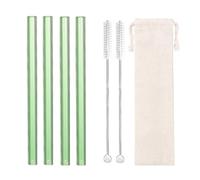 Pailles en Verre Pailles en verre réutilisables de 12 mm for smoothie, boba, thé aux perles, milkshakes, bar(Green Whitebag)