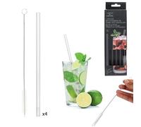 PAILLES EN VERRE - Transparent - Set de 4 - Inclus goupillon - Réutilisables et écologiques