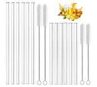 Pailles en verre transparentes, droites, certifiées LFGB, 6 x 21,5 cm, 6 x 15 cm, réutilisables, avec 4 brosses de nettoyage, saines, respectueuses de l'environnement, sans BPA