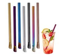 Pailles Granité Lot de 7 tubes épais réutilisables en acier inoxydable