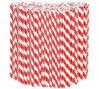 Pailles jetables en papier en vrac 1000 pièces, rayé rouge/blanc, 19,7x0,6cm - Pailles écologiques
