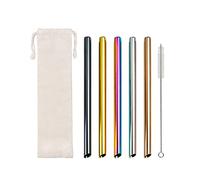 Pailles métalliques réutilisables, 5 pailles Boba en Acier Inoxydable Pailles à Boire en métal Extra Larges avec brosses de Nettoyage pour Smoothie, Bubble Tea (Multicolore)