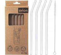 Pailles Orion verre 20cm transparent réutilisable set avec brosse