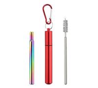 Pailles réutilisables - Ensemble de pailles télescopiques portables | Accessoires de bateau de croisière réutilisables avec 1 étui et 1 brosse de nettoyage pour voyage, école ou bureau