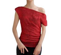 Paillette Femmes Haut Tops Chic Brillant, Top à Sequin Blouse Chic pour Carnaval, Décontracté Paillettes Hauts Blouse Femme (Red #1, XL)