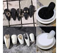 Paillette Ongles Nail Art, Paillette Poudre Ongle Effet, Sucre Ongles Nail Art Paillettes, Shining Sugar Effect Glitter Black White Dust Sand Powder Candy Coat, Noir + Blanc, 2 Pièces.[G427]