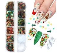 Paillette Ongles Noël, 1 Boîtes Flocon de Neige Paillettes Nail Art, Décoration Ongles Noël, Convient pour le Maquillage du Visage, le Nail Art et les Loisirs Créatifs (B)