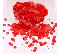 Paillettes à coudre, Sachet de 50 g de feuilles de porcelaine colorées à trous moyens, grandes feuilles rondes for vêtements et sacs à main, 3/4/5/6/8/10 mm(Red 2,8mm 20g)