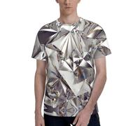 Paillettes Abstrait Diamant Cristal Motif Hommes Polyester T-shirts Mode Col Rond Manches Courtes T-shirts pour Hommes Tops Basiques D'été, 1 Paquet, Noir , M
