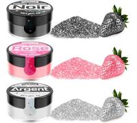 Paillettes Alimentaires Comestibles, 3x4g Colorant Alimentaire Poudre Cocktail Boissons Pour Decoration Gateau, Liqueur, Vin, Champagne, Halloween-Argent, Noir, Rose