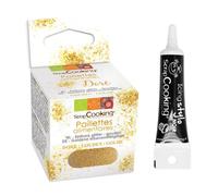 Paillettes alimentaires dorées + Stylo de glaçage noir Scrapcooking
