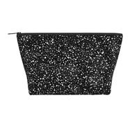 Paillettes Argentées Brillantes sur Fond Noir, Trousse de Toilette Trousse de Maquillage Sac à cosmétiques Trousse de Toilette de Voyage Portable