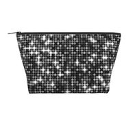 Paillettes argentées Noires, Motif élégant Scintillant, Trousse de Toilette Trousse de Maquillage Sac à cosmétiques Trousse de Toilette de Voyage Portable