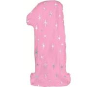 Paillettes - Ballon en plastique "1" - Feuille, MYLAR SG28156 (taille unique) (Rose)