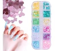 Paillettes Brillantes Pour La Décoration Des Ongles | Éléments De Brillance Pour Manucure | Paillettes Décoratives Cœur pour Fête, Déguisement, Soirée, Mariage