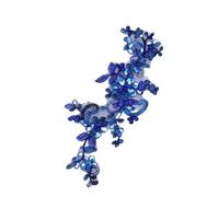 Paillettes brodées en soie délicate, 5 pièces, or blanc rouge, accessoires de mariage, cordon de dentelle multicolore, bricolage Pour Réparation(Light Blue)