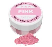 Paillettes comestibles - 6g Poudre Colorante Concentrée Végétalienne, Poudres Comestibles pour Gâteaux, Pâtisseries, Macarons, Glaçages et Boissons (rose)