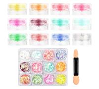 Paillettes de Corps,Lumineuse Paillettes Gel,Paillettes de visage,paillettes chunky,12 Couleurs Maquillage Fluorescent Paillette Set pour Visage,les ongles et la peinture, Cheveux,Halloween,Fête,Noël