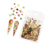Paillettes de manucure feuille d ' automne avec papillons et formes | Art d ' ongles bricolage