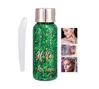 Paillettes de sirène avec paillettes liquides et fards à paupières, maquillage de festival, body glitter gel, visage, cheveux, art corporel, ongles et joues (vert)