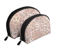 Paillettes de Tigre en Or Rose, Trousse de Maquillage Coquille Femme Petit Porte-Monnaie Trousse de Toilette Trousse à cosmétiques 2 pièces