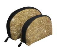 Paillettes d'or Scintillantes Scintillantes Scintillantes, Trousse de Maquillage Coquille Femme Petit Porte-Monnaie Trousse de Toilette Trousse à cosmétiques 2 pièces