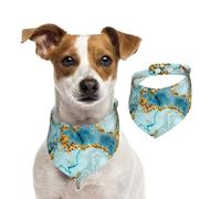 Paillettes dorées, Bleu Sarcelle, marbre texturé,Bandanas pour Chien, écharpe en Coton, Bavoirs réglables pour Animaux de Compagnie,S