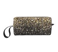 Paillettes dorées Points dorés Noirs, Trousse de Maquillage Trousse à cosmétiques Trousse de Toilette de Voyage Portable Pochette de Maquillage