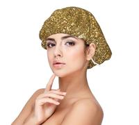Paillettes dorées scintillantes scintillantes,Bonnet de nuit en satin réglable en soie pour adulte, bonnet de nuit élastique pour femme