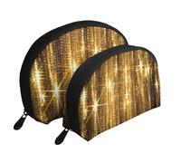 Paillettes dorées Scintillantes, Trousse de Maquillage Coquille Femme Petit Porte-Monnaie Trousse de Toilette Trousse à cosmétiques 2 pièces