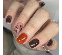 Paillettes élégantes sur le thème des feuilles - Faux ongles flexibles - Brillent toute la journée - Pour les amateurs de mode - Ongles à presser pour événement