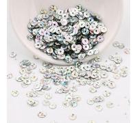 Paillettes en PVC à trou rond de 4 mm, 5 mm, 6 mm, fond argenté, perles, bricolage, cousues à la main, brodées, paillettes en vrac, à pois - YDJG27-5 mm 1500 pièces