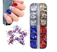 Paillettes Étoile,12 compartiments 4 couleurs breloques patriotiques - Breloques Étoile Pour Ongles | Pour Maquillage Cosmétiques Salon Maison Fête Célébration Vacances Nouvel An Anniversaire