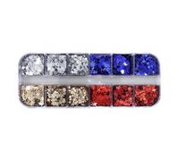 Paillettes Étoile - 4 Couleurs 12 Compartiments Paillettes Patriotiques,Glitter En Forme D'Étoile - Pour loisirs créatifs maquillage beauté salon maison fête vacances nouvel an
