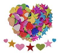 Paillettes Mousse Autocollants 150pcs, Mini Coeur et étoile Autocollant Enfants, Autocollant en Mousse pour Décoration Murale