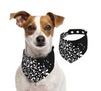 Paillettes Noires et Blanches,Bandanas pour Chien, écharpe en Coton, Bavoirs réglables pour Animaux de Compagnie,S