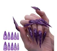 Paillettes Ongles Artificiels Halloween Presse Sur Longs Talons Aiguilles Faux Texturé Couvertures Complètes Coller Longs Talons Aiguilles Presse Halloween Faux Couverture Complète Coller