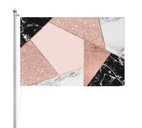 Paillettes or rose, noir, blanc, marbre géométrique,Drapeau de jardin, bannière décorative, drapeau double face, 2 x 3 pieds, pour extérieur et intérieur