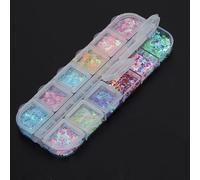 Paillettes Papillon pour Ongles, 12 Couleurs Nail Art Décoratif | 12 grilles de papillons colorés, effet brillant sous différentes lumières, réutilisable pour nail art et bricolage