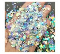 Paillettes pour nail art Paillettes décoratives for nail art, motif lune, étoile et cœur, multicolores, 6-20 mm, lot de plus de 50 pièces(Mix purple MH,20g)