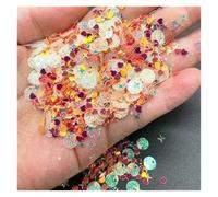 Paillettes pour nail art Paillettes décoratives for nail art, motif lune, étoile et cœur, multicolores, 6-20 mm, lot de plus de 50 pièces(Mix red,10g)