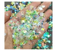 Paillettes pour nail art Paillettes décoratives for nail art, motif lune, étoile et cœur, multicolores, 6-20 mm, lot de plus de 50 pièces(Mix green MH,10g)