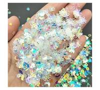 Paillettes pour nail art Paillettes décoratives for nail art, motif lune, étoile et cœur, multicolores, 6-20 mm, lot de plus de 50 pièces(Mix white MH,20g)