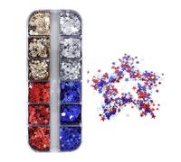 Paillettes Pour Ongles 4 Couleurs 12 Compartiments Paillettes Patriotiques