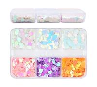 Paillettes pour ongles | 6 couleurs - Autocollants à paillettes en forme de cœur - Confettis pour manucure, art japonais, acrylique - décalcomanies pour mariage, festival, Saint-Valentin