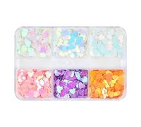 Paillettes pour ongles | 6 couleurs holographiques en forme de cœur - Autocollants holographiques pour manucure japonaise, confettis holographiques pour rendez-vous, journaux, voyages